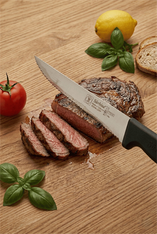 Lazerli Tırtıklı Sürmene Sebze Meyve Biftek Steak Mutfak Bıçağı 24 Cm Lazer Bileme Sürbisa 61005-LZ 