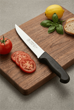 Lazerli Tırtıklı Sürmene Sebze Meyve Biftek Steak Mutfak Bıçağı 24 Cm Lazer Bileme Sürbisa 61005-LZ 