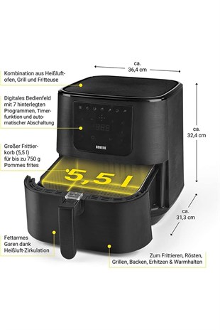 Leggno N8werk Ds05050 Hot Airfryer 5,5 Litre 