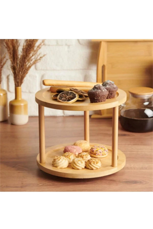 Mien Bambu 2 Katlı Döner Sunumluk Mien-426 