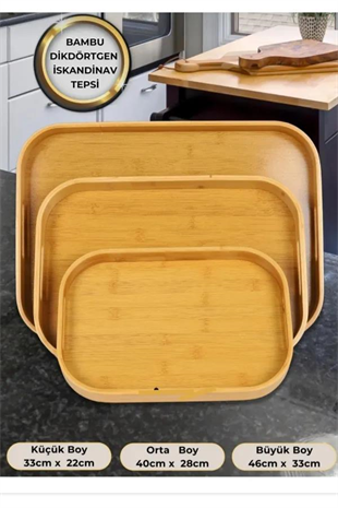 Mien Bambu Dikdörtgen Tepsi Seti 3lü Mien315 