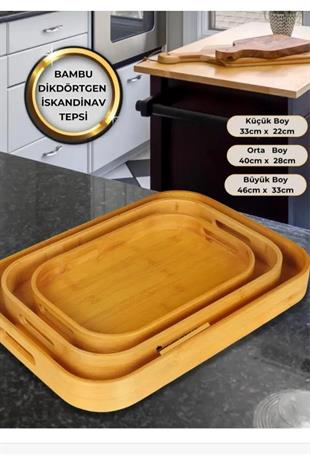 Mien Bambu Dikdörtgen Tepsi Seti 3lü Mien315 