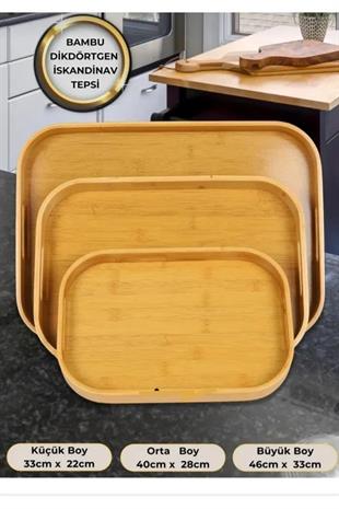 Mien Bambu Dikdörtgen Tepsi Seti 3lü Mien315 