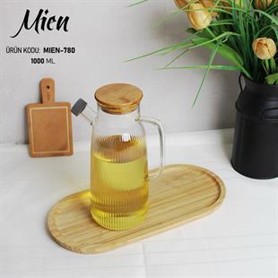 Mien Bambu Kapaklı Borosilikat Cam Yağdanlık 1 Litre Mien-780 
