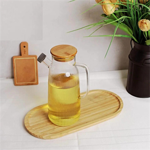 Mien Bambu Kapaklı Borosilikat Cam Yağdanlık 1 Litre Mien-780 