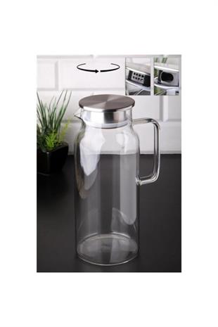Mien Metal Kapaklı Borosilikat Cam Sürahi 2 Litre Mien906 