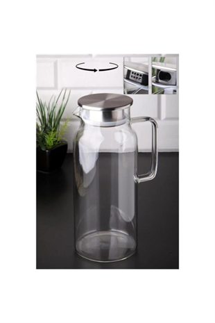 Mien Metal Kapaklı Borosilikat Cam Sürahi 2 Litre Mien906 