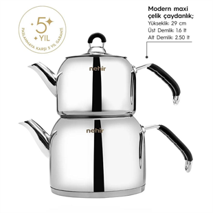 Nehir Modern Maxi Çelik Çaydanlık Takımı 