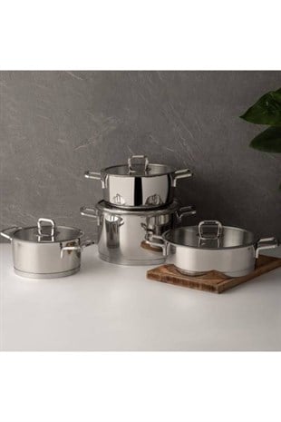 Nehir Silver Trend 8 Parça Çelik Tencere Seti 29001 