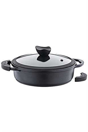 Olika Palladium 24 Cm Siyah Kısa Tencere PK2404 