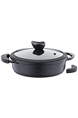 Olika Palladium 24 Cm Siyah Kısa Tencere PK2404 