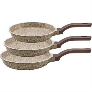 OMS 3 Parça Döküm Granit Tava Seti 3255 Kum Beji 