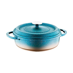 OMS 3049 Ocaliptus 7 Parça Granit Döküm Tencere Takımı Mentol 