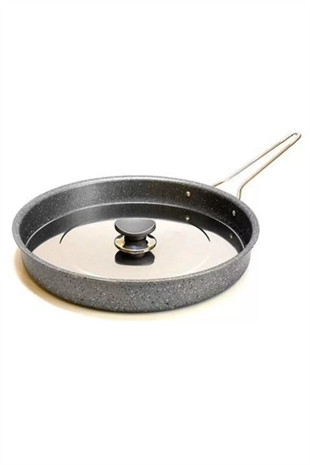 OMS 3222 Kapaklı Balık ve Hamsi Granit Tava Gri 34 Cm 