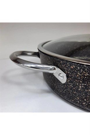 Oms 3316 Granit İndüksiyonlu Granit Karnıyarık Tenceresi 28 Cm Siyah 