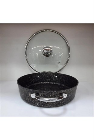 Oms 3316 Granit İndüksiyonlu Granit Karnıyarık Tenceresi 28 Cm Siyah 