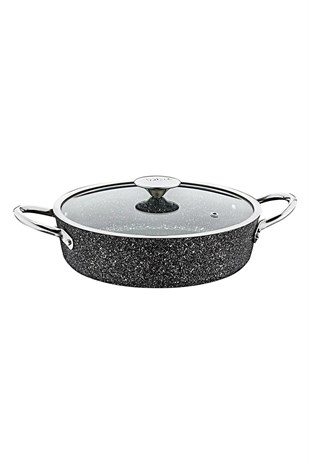 Oms 3316 Granit İndüksiyonlu Granit Karnıyarık Tenceresi 28 Cm Siyah 
