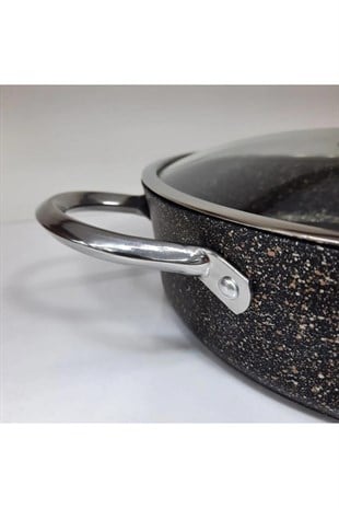 Oms 3316 Granit İndüksiyonlu Granit Karnıyarık Tenceresi 28 Cm Siyah 