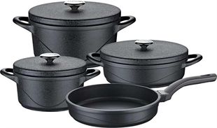 Oms 3557 Wave Quartz Prime 7 Parça Biogranit Döküm Tencere Seti 