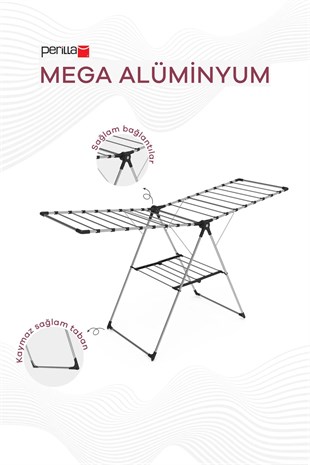 Perilla Mega Alüminyum Katlanır Çamaşır Kurutmalık 17.5 Metre 