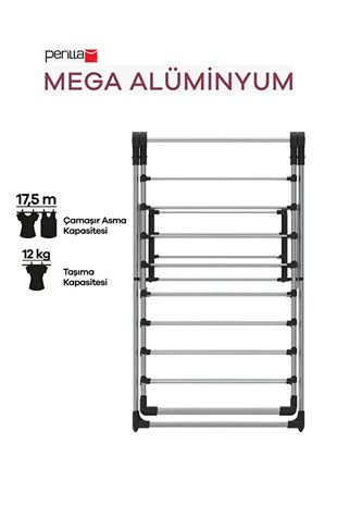 Perilla Mega Alüminyum Katlanır Çamaşır Kurutmalık 17.5 Metre 
