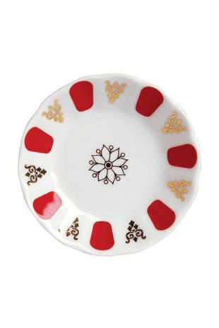 Porland Kahveci Kırmızı Yaldız Porselen Çay Tabağı 11 Cm 