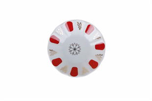 Porland Kahveci Kırmızı Yaldız Porselen Çay Tabağı 11 Cm 