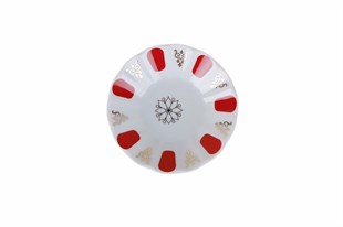 Porland Kahveci Kırmızı Yaldız Porselen Çay Tabağı 11 Cm 
