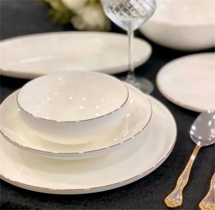 Roy King Silver Thin 55 Parça Bone China Porselen Yemek Takımı Dsn 049 