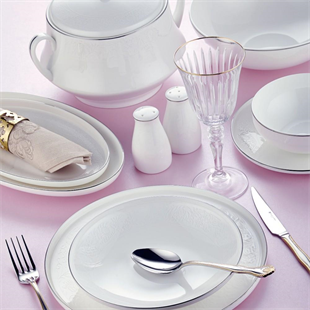 Royal London Bolivia Lona Silver 60 Parça Porselen Yemek Takımı RL01-138 