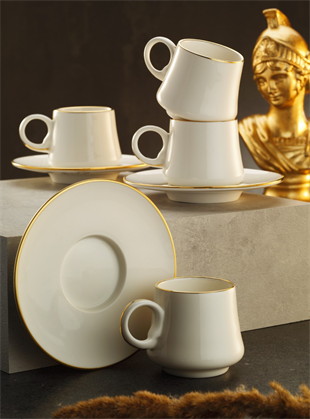 Sandro Moreno 12 Parça 6 Kişilik Kahve Fincanı Seti 1453 Yüzük Line Gold Ar210004 