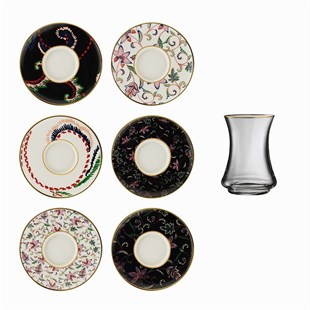 Sandro Moreno 1453 Desen Yağmuru Gold 12 Parça 6 Kişilik Çay Seti 110 Ml Ar211629 