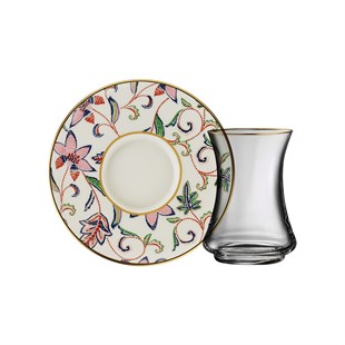 Sandro Moreno 1453 Desen Yağmuru Gold 12 Parça 6 Kişilik Çay Seti 110 Ml Ar211629 