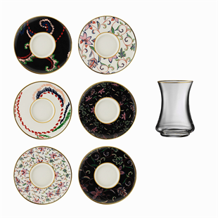 Sandro Moreno 1453 Desen Yağmuru Gold 12 Parça 6 Kişilik Çay Seti 110 Ml Ar211629 