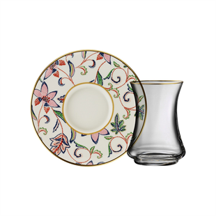 Sandro Moreno 1453 Desen Yağmuru Gold 12 Parça 6 Kişilik Çay Seti 110 Ml Ar211629 