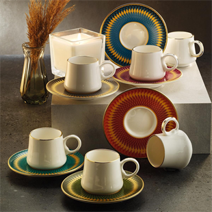 Sandro Moreno 1453 Farfar Double Yüzük Gold 12 Parça 6 Kişilik Kahve Fincan Takımı 120 Ml Ar210110 