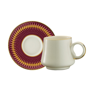 Sandro Moreno 1453 Farfar Double Yüzük Gold 12 Parça 6 Kişilik Kahve Fincan Takımı 120 Ml Ar210110 