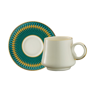 Sandro Moreno 1453 Farfar Double Yüzük Gold 12 Parça 6 Kişilik Kahve Fincan Takımı 120 Ml Ar210110 