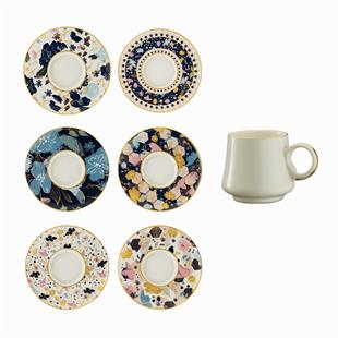 Sandro Moreno 1453 Potpuri Double Yüzük Gold 12 Parça 6 Kişilik Kahve Fincan Takımı 120 Ml Ar210653 