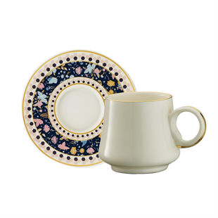 Sandro Moreno 1453 Potpuri Double Yüzük Gold 12 Parça 6 Kişilik Kahve Fincan Takımı 120 Ml Ar210653 