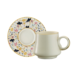 Sandro Moreno 1453 Potpuri Double Yüzük Gold 12 Parça 6 Kişilik Kahve Fincan Takımı 120 Ml Ar210653 