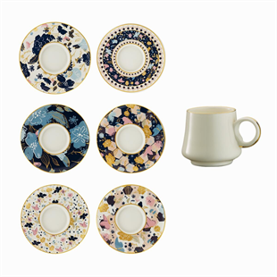 Sandro Moreno 1453 Potpuri Double Yüzük Gold 12 Parça 6 Kişilik Kahve Fincan Takımı 120 Ml Ar210653 