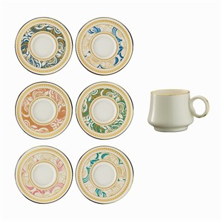 Sandro Moreno 1453 Şal Yüzük Gold 12 Parça 6 Kişilik Kahve Fincan Takım 90 Ml Ar211728 