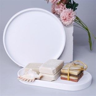 Selim Victoria Yuvarlak Tepsi Beyaz 126BYZ11RS 