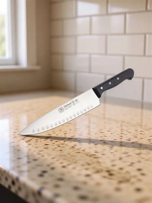 Sürbisa 61080 Oluklu Sürmene Şef Aşçı Bıçağı Pimli Sap 20 Cm 