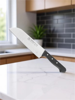 Sürbisa 61095 Oluklu Santoku Sürmene Şef Aşçı Bıçağı Pimli Sap 19 Cm 