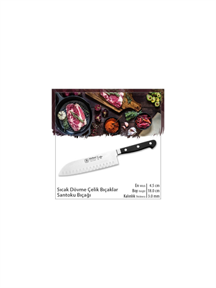 Sürbisa 61950 Sıcak Dövme Oluklu Santoku Şef Aşçı Sürmene Bıçağı 18 Cm 