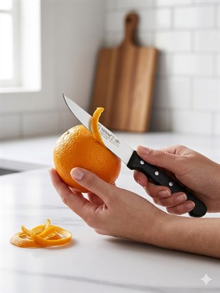 Sürmene Meyve Sebze Mutfak Bıçağı 20 cm Paslanmaz Çelik Keskin Pimli Siyah Bıçak Sürbisa 61004-P 