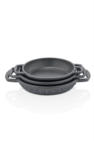 Taç Bella 3lü Granit Döküm Sahan Seti 18 - 20 - 22 cm 
