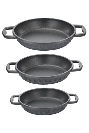 Taç Bella 3lü Granit Döküm Sahan Seti 18 - 20 - 22 cm 